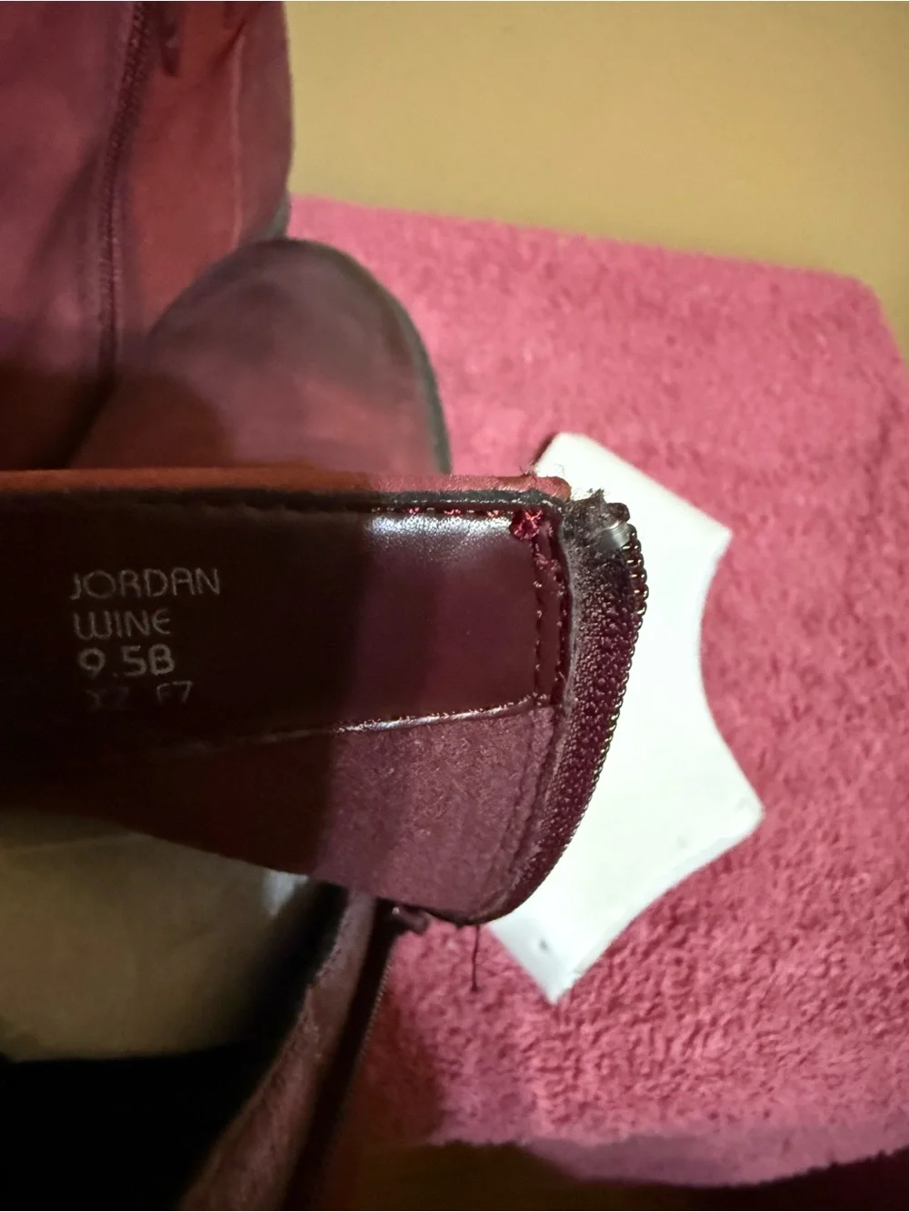 Burgundy women distressed zipper booties